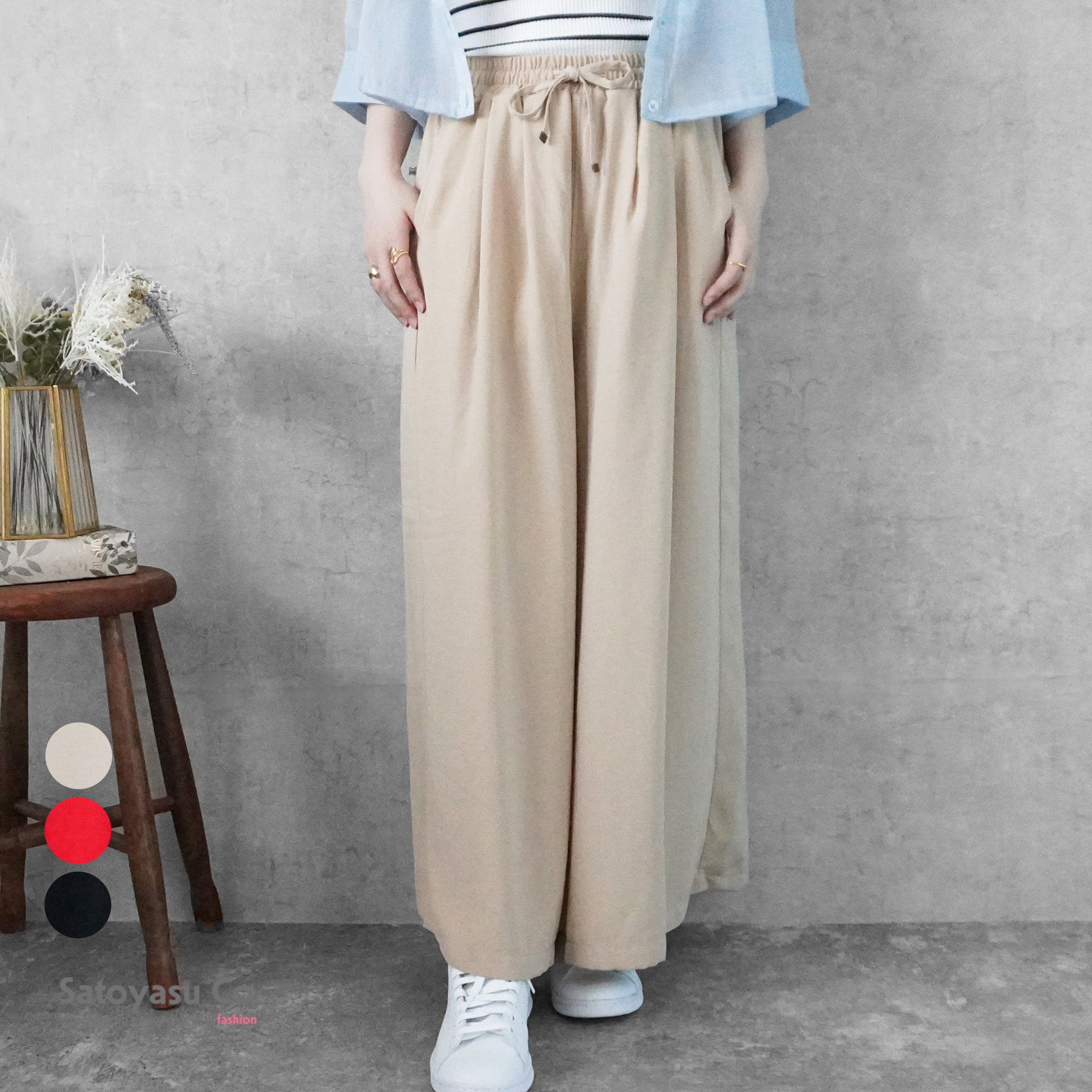 E-6578　リネンライクイージースカーチョ