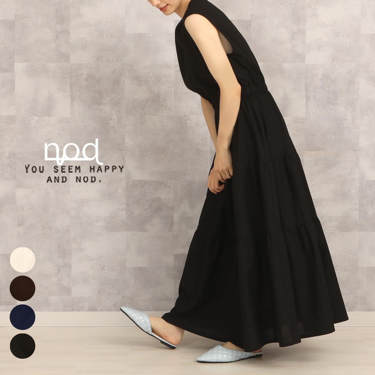 ｎ5056綿麻ノースリーブティアードロングワンピース カジュアルボトムスの仕入れなら佐藤安商店btobサイトで