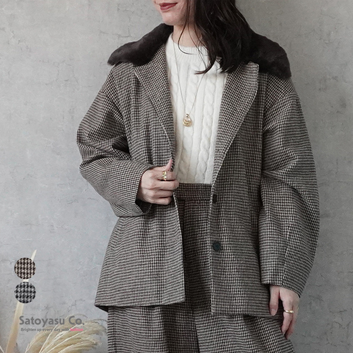 n-6469　ファー切替ライトメルトンジャケット