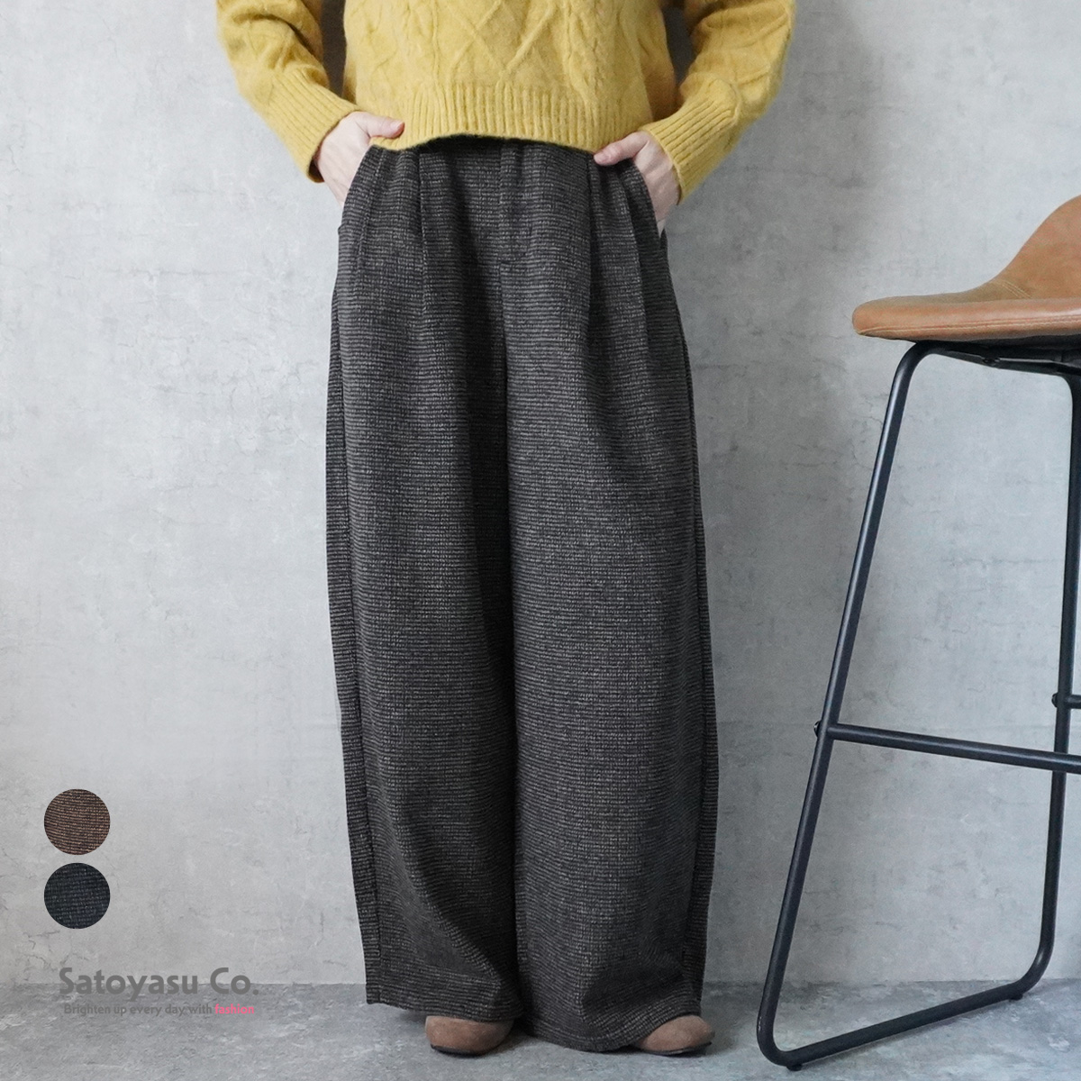 n-6476　ツイードワイドパンツ